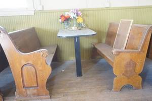 lot 183 image: Table & 2 Benches (booth)