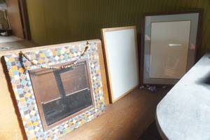 lot 245 image: Picture Frame, White Board, Mosaic Stone Mirror
