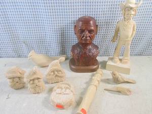 lot 60 image: (CS) Assorted Hand Carved Wood Figu...