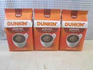 lot 126 image: (C-2) 3 Bags of Dunkin Hazelnut Gr...