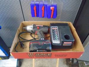 lot 117 image: Used 12  Used Craftsman 19.2 cordless impact wrench with battery & charger. Tested & works. As shown.