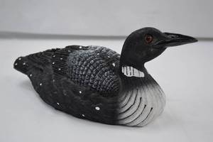 lot 13 image: Black and White Loon Decor Figurine, 12 Inches