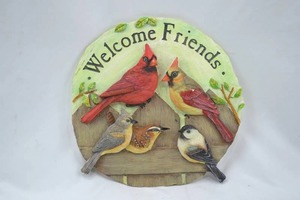 lot 18 image: Welcome Friends Bird Theme Wall Plaque, 12-Inch, Multicolor Relief