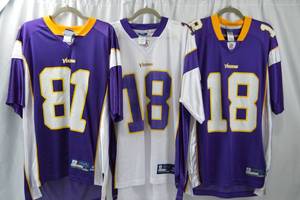 lot 63 image: Minnesota Vikings NFL Jerseys Lot - Youth and Adult Sizes