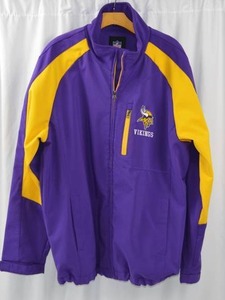 lot 64 image: Minnesota Vikings NFL Jacket XL Purple and Yellow
