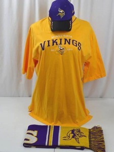 lot 68 image: Minnesota Vikings Shirt XL, Cap, and Scarf Set NFL Licensed
