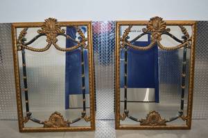 lot 202 image: Pair of Paragon Black Gold Renaissance Wall Mirrors