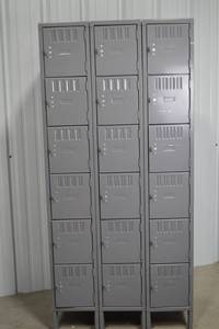 lot 220 image: 3-Column Steel Locker Unit, 78H x 36W x 18D, 15 Compartments