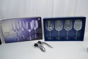 lot 118 image: Mikasa Cheers Wine Glass Set with Corkscrew
