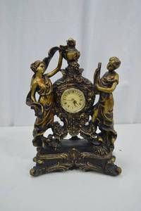 lot 128 image: Ornate Art Nouveau-Style Mantel Clock with Figural Ladies