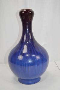 lot 130 image: Large Blue Glazed Ceramic Vase, 16 Inches Tall