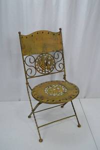lot 152 image: Decorative Metal Patio Chair with Grape Motif, 24 in Tall