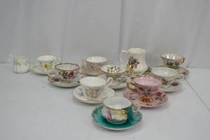 lot 227 image: Assorted Vintage Bone China Teacups and Creamer Sets, England Ireland Japan