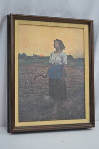 lot 231 image: Framed Print After Jules Breton, Peasant Woman at Sunset 17x21