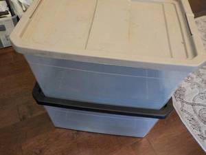 lot 56 image: 2 Sterlite Totes with Locking Lids...