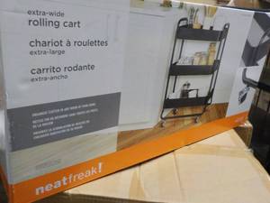 lot 80 image: Extra Wide Metal Rolling Cart - new...