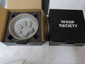 lot 237 image: 2 Woof Society Dog Bowls 6 diamete...