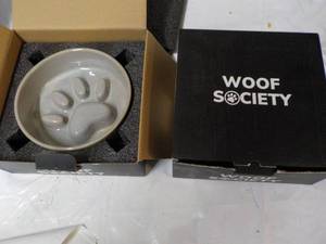 lot 238 image: 2 Woof Society Dog Bowls 6 diamete...