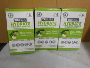 lot 284 image: 3 Trulabs Hydrate Green Apple Drink...