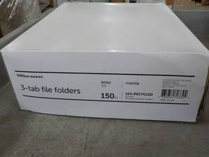 lot 123 image: 150 ct 3 Tab Office Depot File Fold...