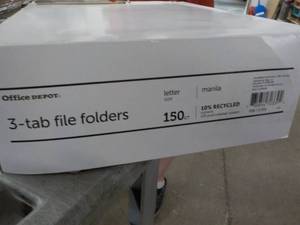 lot 124 image: 150 ct 3 Tab Office Depot File Fold...