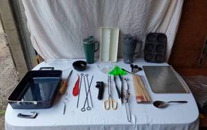 lot 11 image: Lot of Kitchen Items including Bakeware, Drinkware, and Utensils