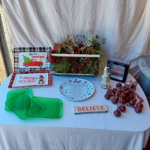lot 52 image: Merry Christmas Trays, Festive Bells, and Giving Plate