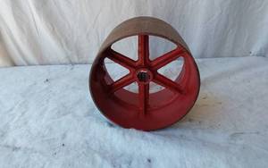 lot 98 image: Red Cast Iron Wheel - 8 12 diameter, 6 wide