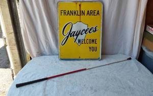 lot 107 image: Franklin Area Jaycees Welcome Sign and Walking Stick