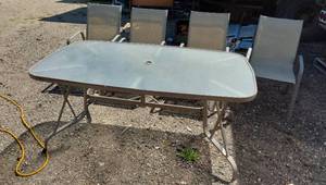 lot 108 image: Patio table and chairs set