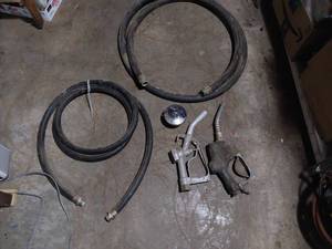 lot 301 image: Fuel Transfer Hose and Nozzles including Fill-Rite Fuel Nozzle, Hose, and Accessories