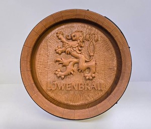 lot 201 image: Vintage LOWENBRAU 3D Vintage Beer Barrel Sign