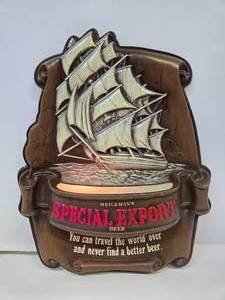 lot 202 image: Very Cool Vintage SPECIAL EXPORT 3D Ship Lighted Beer Sign