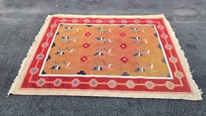 lot 20 image: Very Nice Larger Vintage Hand Knotted Wool Rug #4 - 109 x 73
