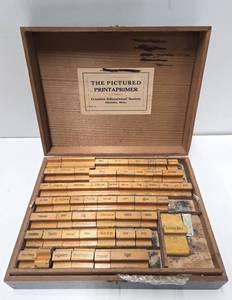 lot 76 image: Antique Wood Block Stamp Set wBox