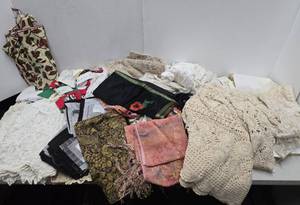 lot 81 image: Large Estate Lot of Vintage Linens Woven Items etc