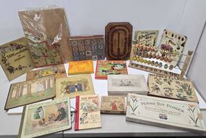 lot 82 image: Excellent Estate Lot of Early Antique Toys & Childrens Books