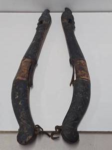 lot 83 image: Antique Ornately Carved Horse Hames