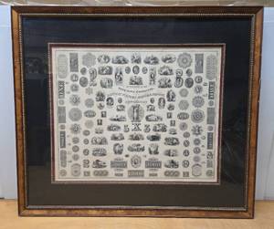 lot 138 image: Nice Large Antique Framed Bank Note Engraving