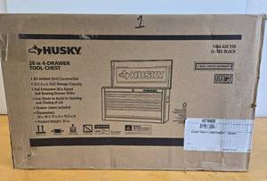 lot 234 image: Brand New in Box HUSKY 4-Drawer Tool Chest - Black #1