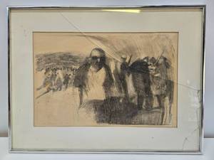 lot 266 image: Framed Signed 1968 Original Hand Drawn Civil Rights  Riot Artwork by Minneapolis James Conaway - Man to Man