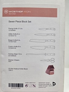 lot 4 image: Brand New High End WUSTHOF Ikon Knife Cutlery Set w Walnut Knife Block 