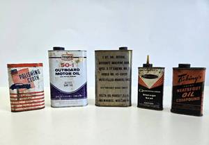 lot 343 image: Group of Vintage Advertising Oil Cans etc