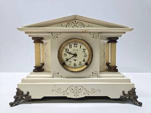 lot 361 image: Ornate Antique SETH THOMAS Mantel Clock - White