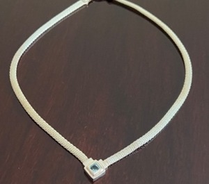lot 38 image: Sterling Silver Necklace with Topaz Square Gemstone Pendant