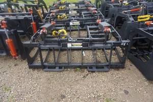 lot 22 image: Brand New Universal Mount Bobcat Skid Loader Skid Steer 68 Root Grapple Bucket