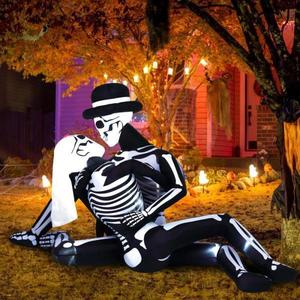 lot 14 image: 8.5 FT Giant Halloween Inflatables Cuddling Skeleton Couple