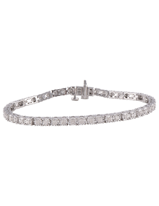 lot 27 image: Sterling Silver 1.0 ct tw Diamond Circle Link Tennis Bracelet