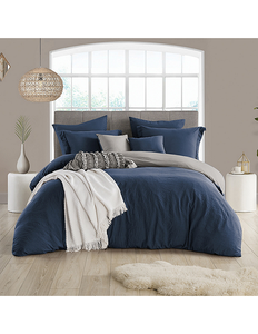 lot 58 image: Swift Home Modern Prewashed Crinkle Reversible 3-Pc. Duvet Cover Set - FullQueen