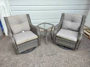 lot 69 image: Gliding Patio Chairs and End Table